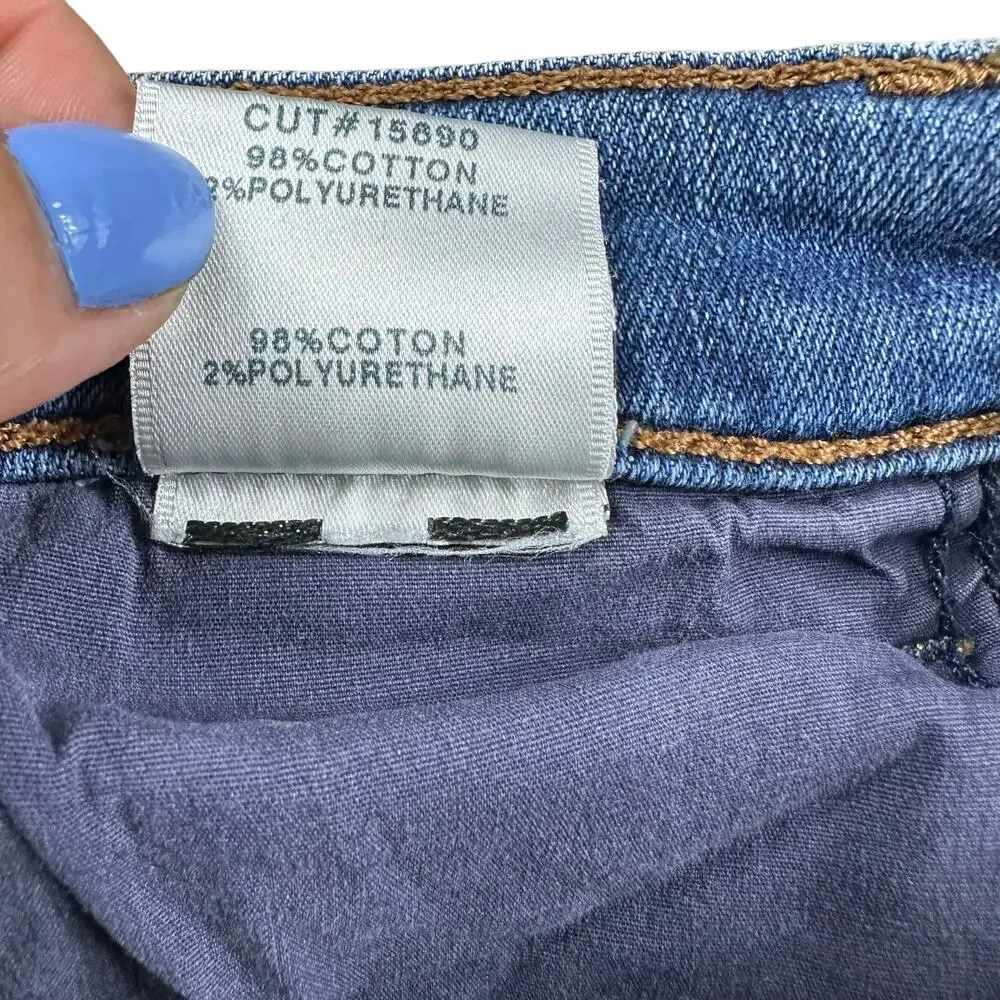 J‎ BRAND Leenah Blue Medium Wash Skinny Denim Jeans Size 26 Frayed Raw Hems - Picture 6 of 7